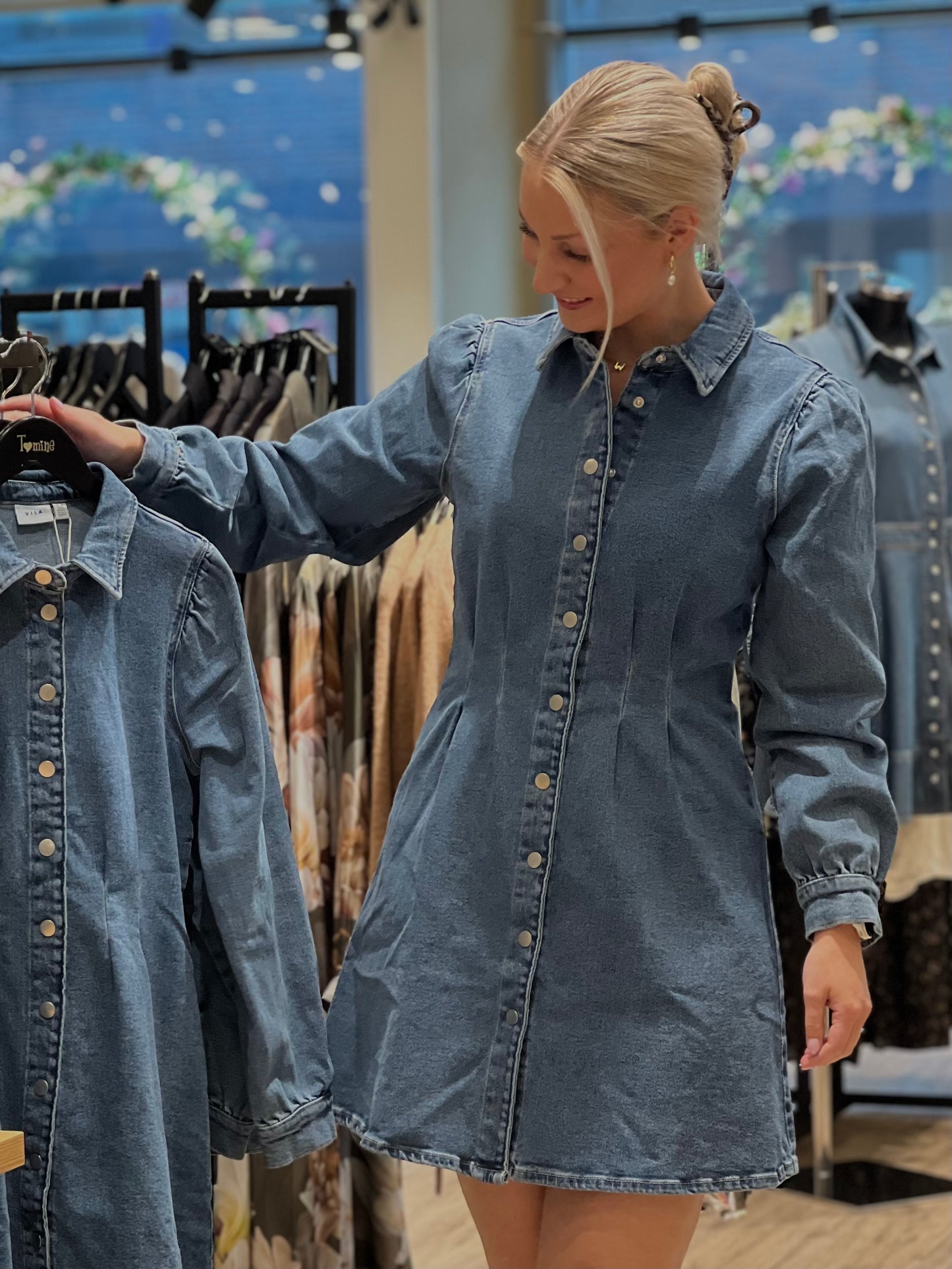 ViSol L/S Pleat denim dress
