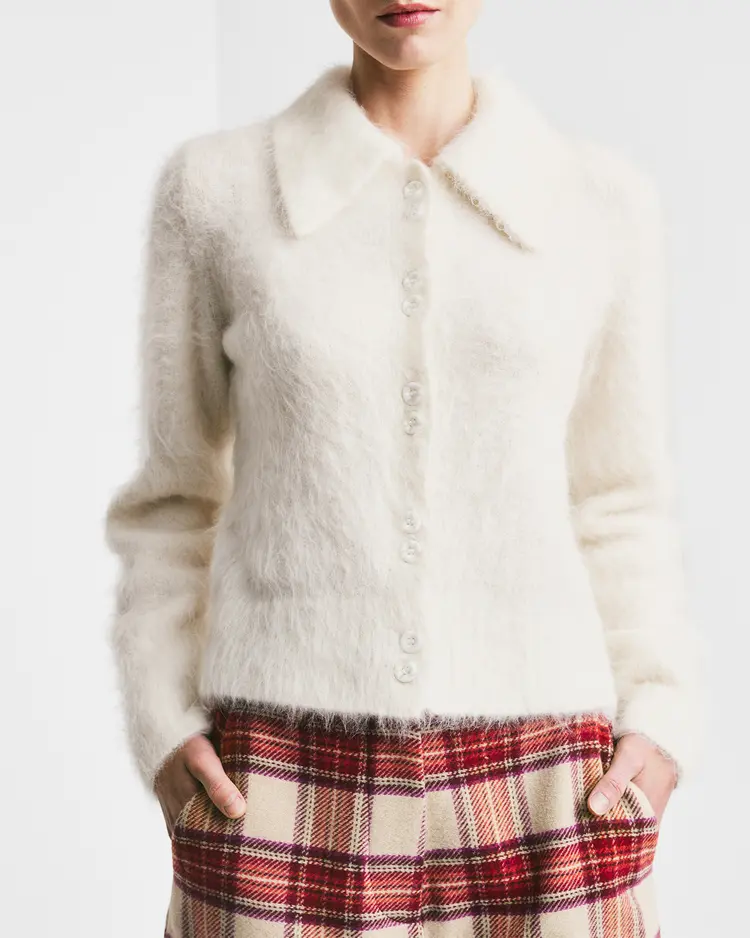 Hairy Knit Polo - offwhite