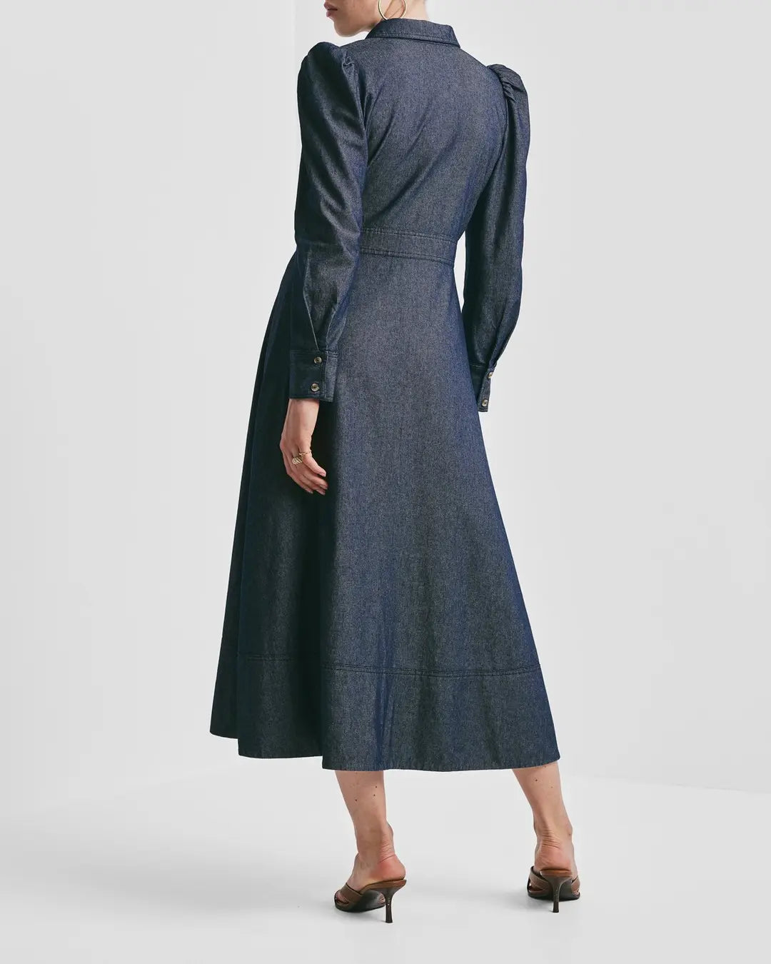 Denim button down dress-095