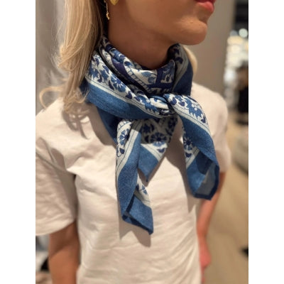 Wool Silk Scarf-blue paisley
