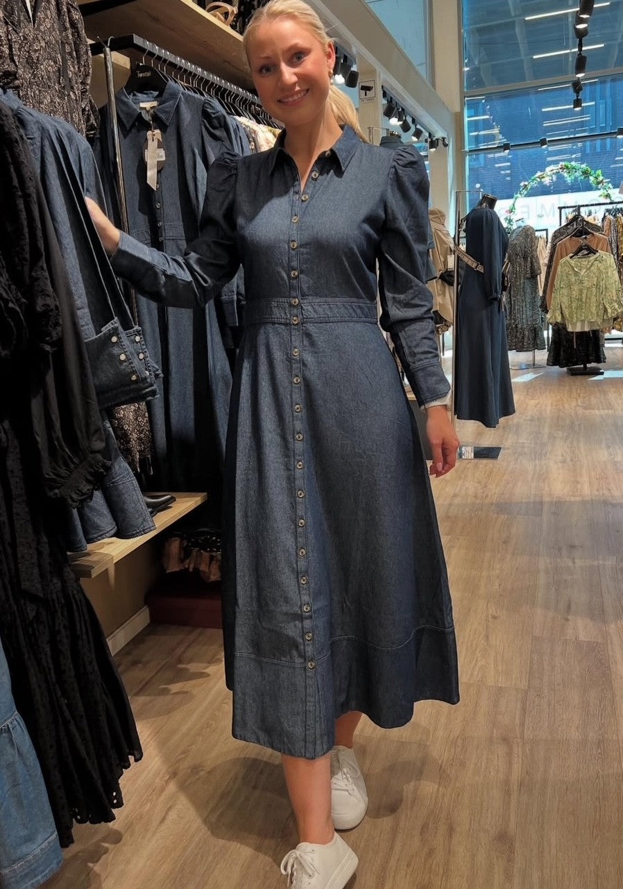 Denim button down dress-095