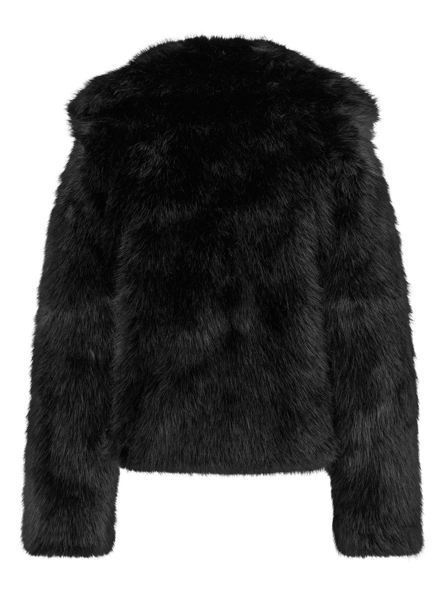 Sofia fake fur jacket-black