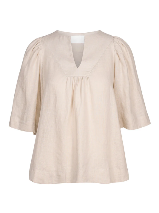 Ellie linen top -beige