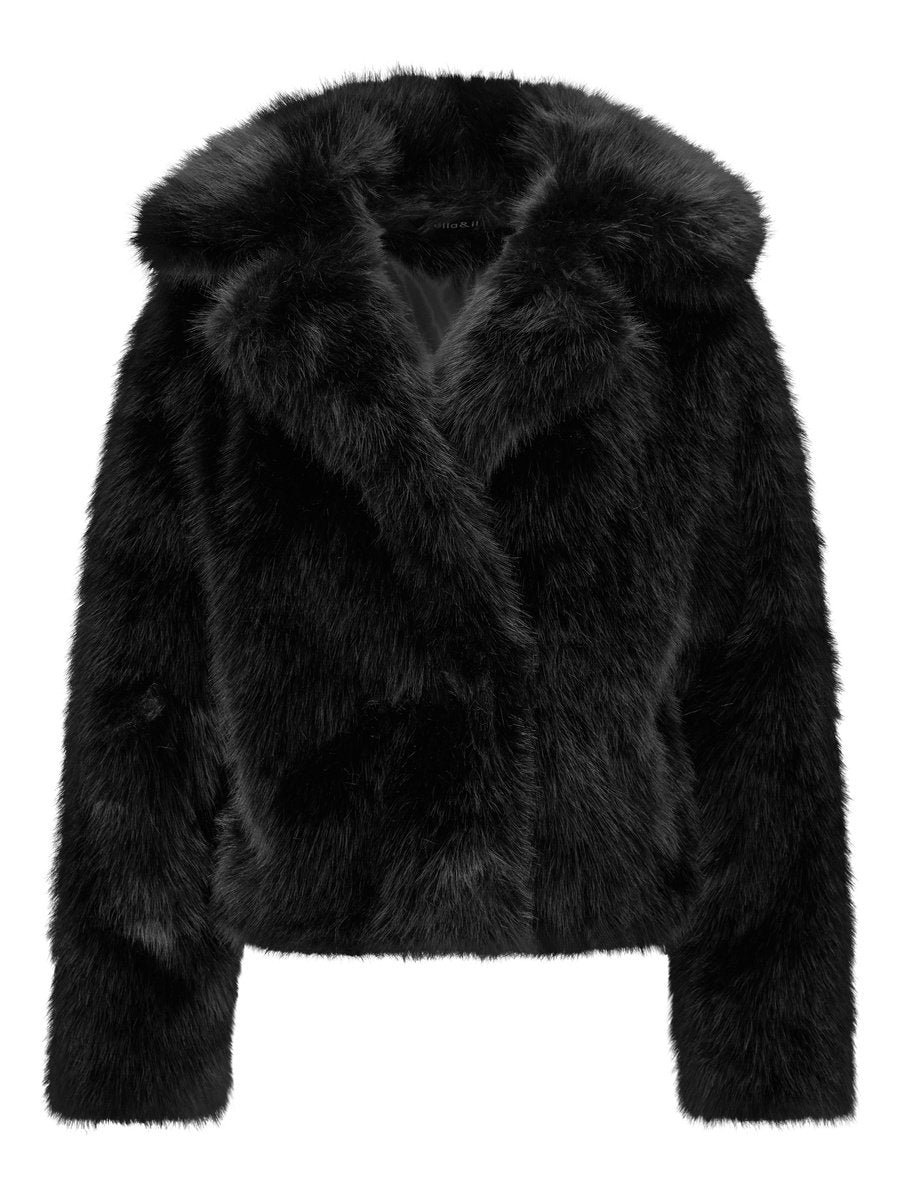 Sofia fake fur jacket-black