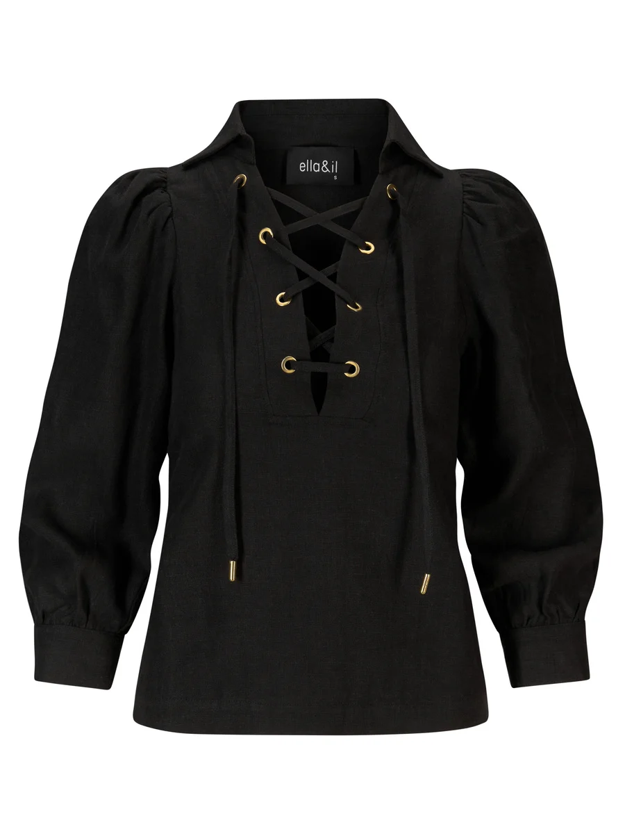 Vivienne linen blouse - black