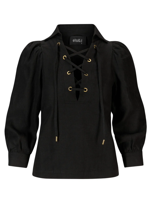 Vivienne linen blouse - black
