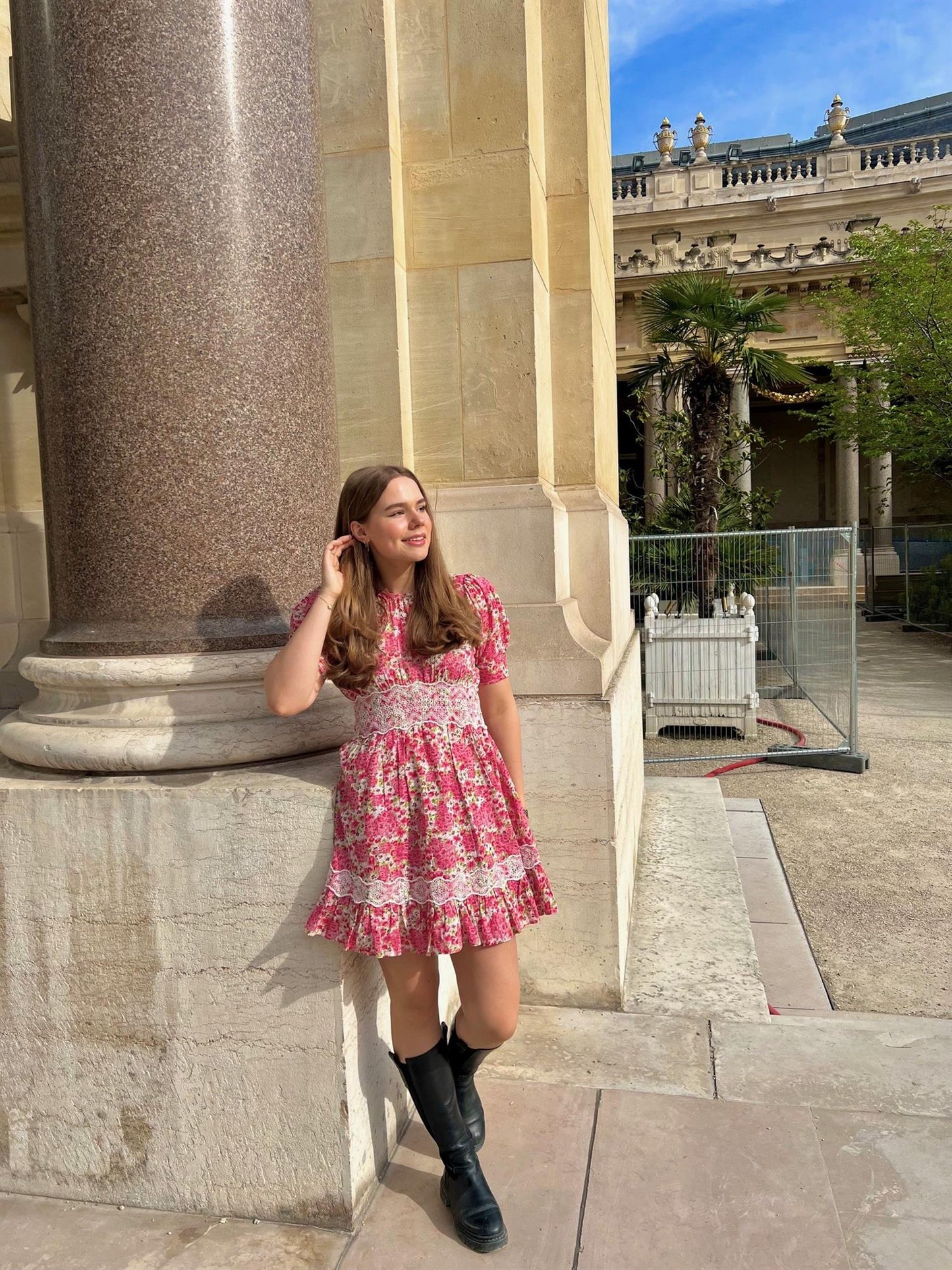 Cotton Slub Puffed Dress-summer fields