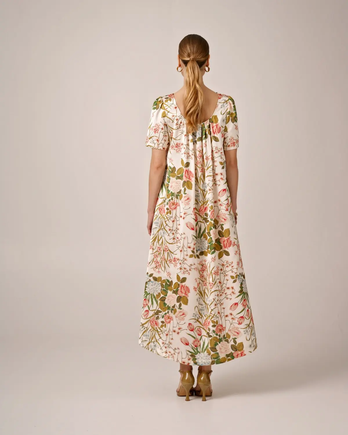 Tailored Satin Maxi Dress-flower fields