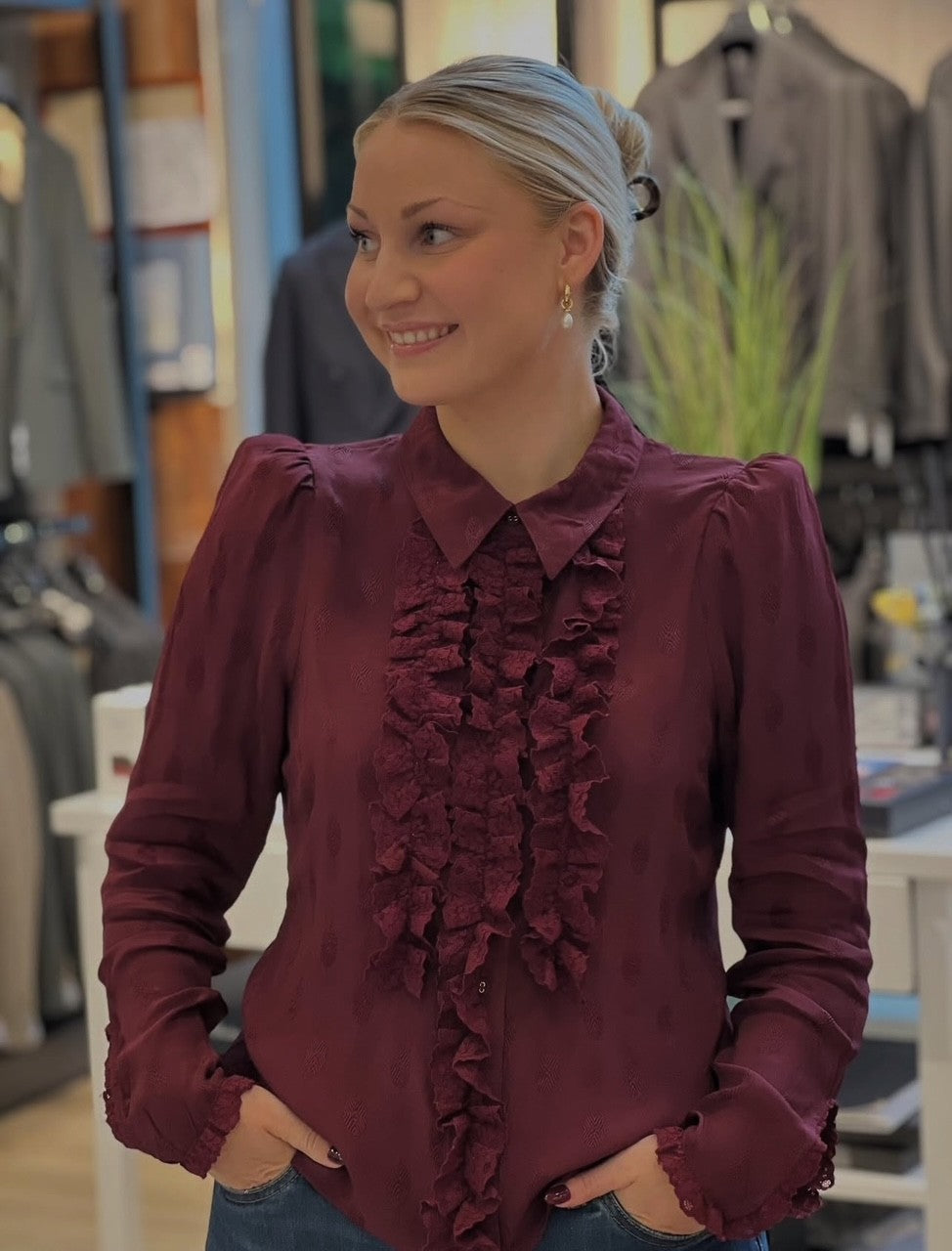 Viscose blouse -burgunder