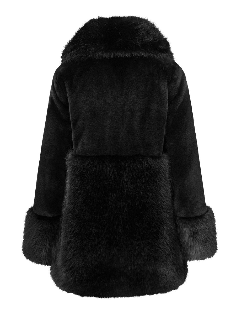 Anna fake fur jacket-black