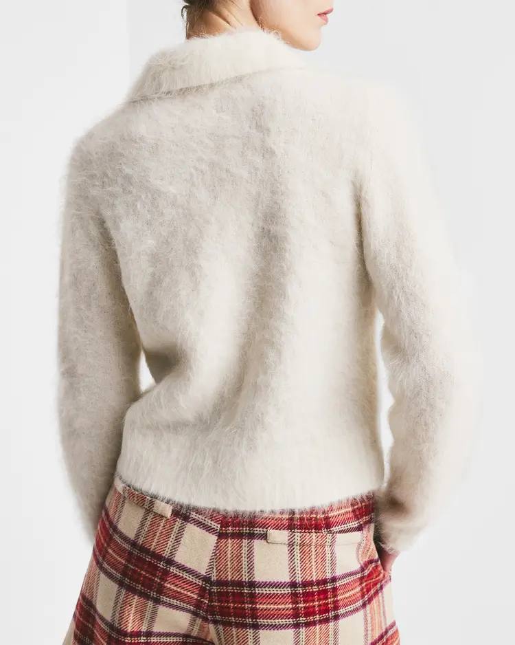 Hairy Knit Polo - offwhite