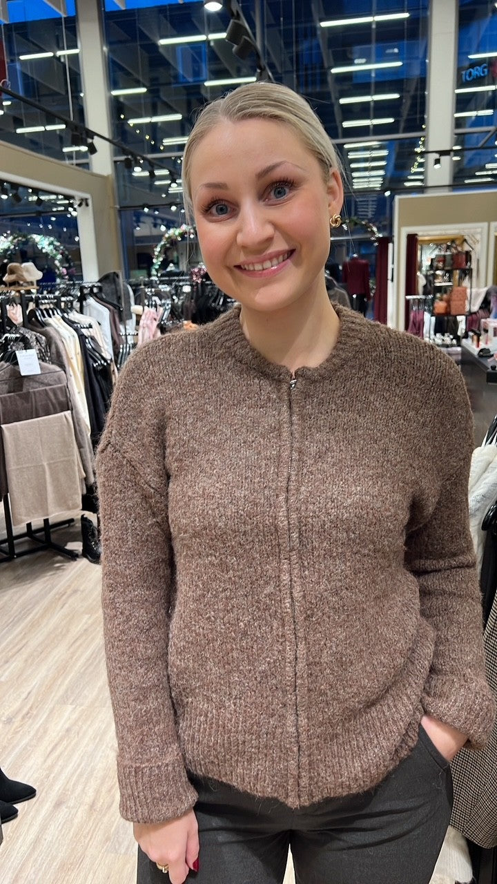 ViMarley L/S Zip Cardigan-shaved choco