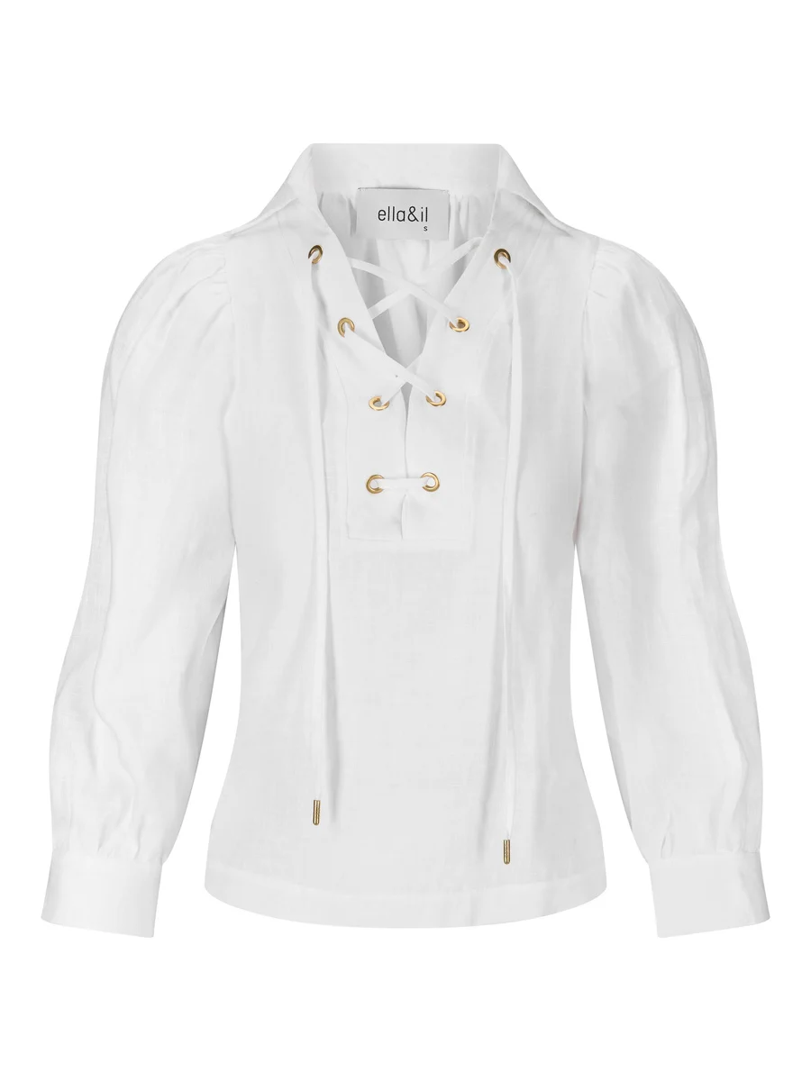 Vivienne linen blouse - white