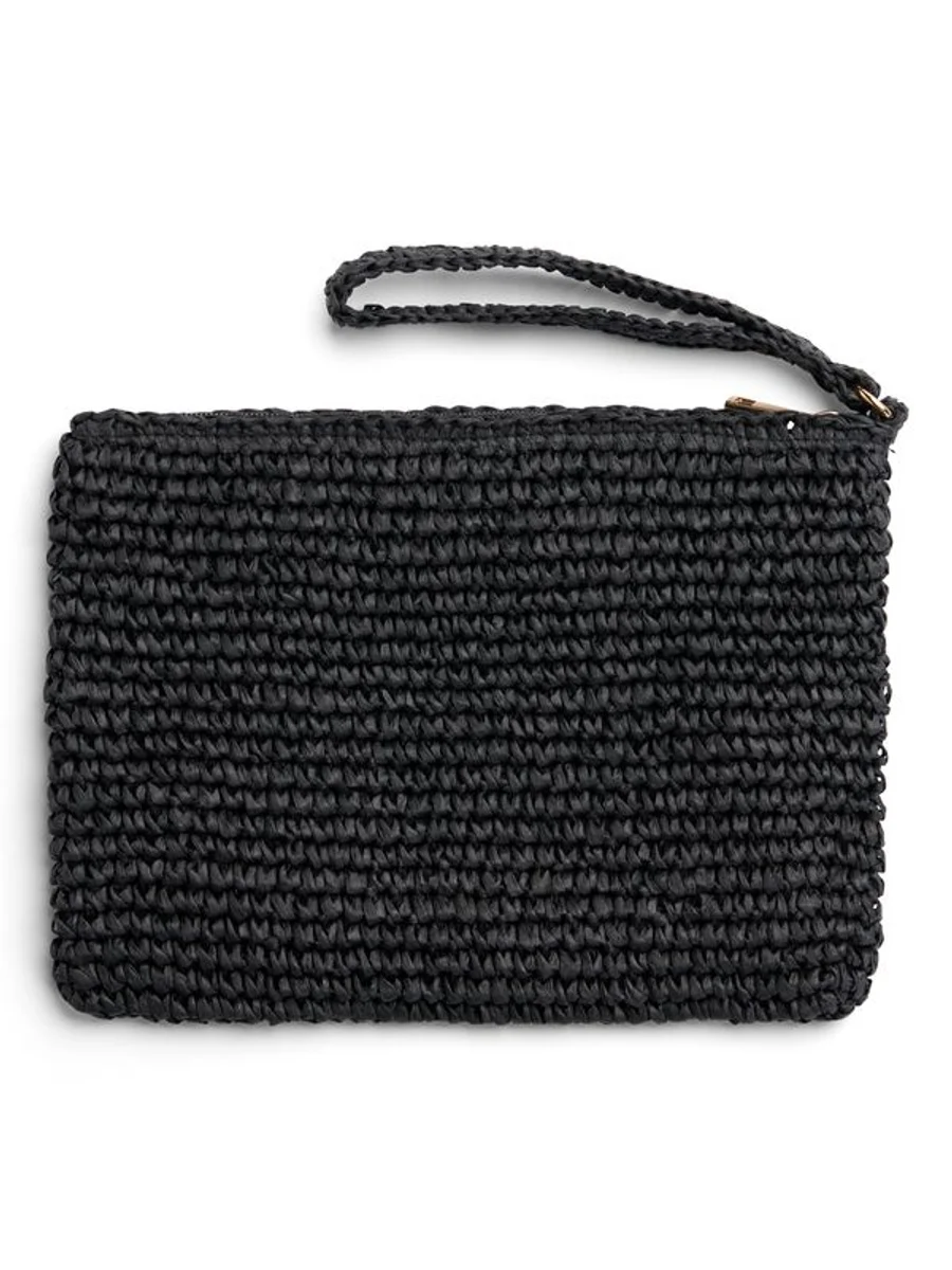 Mim Straw Clutch Black