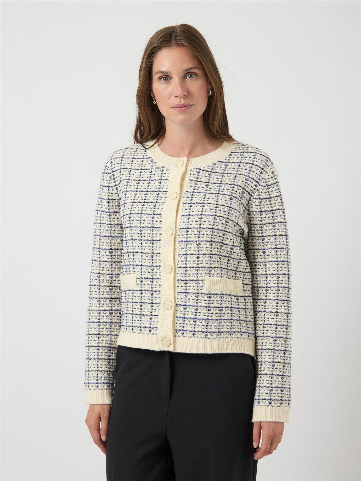 Yaslivia Ls Short Knit Cardigan-dazzl.blue