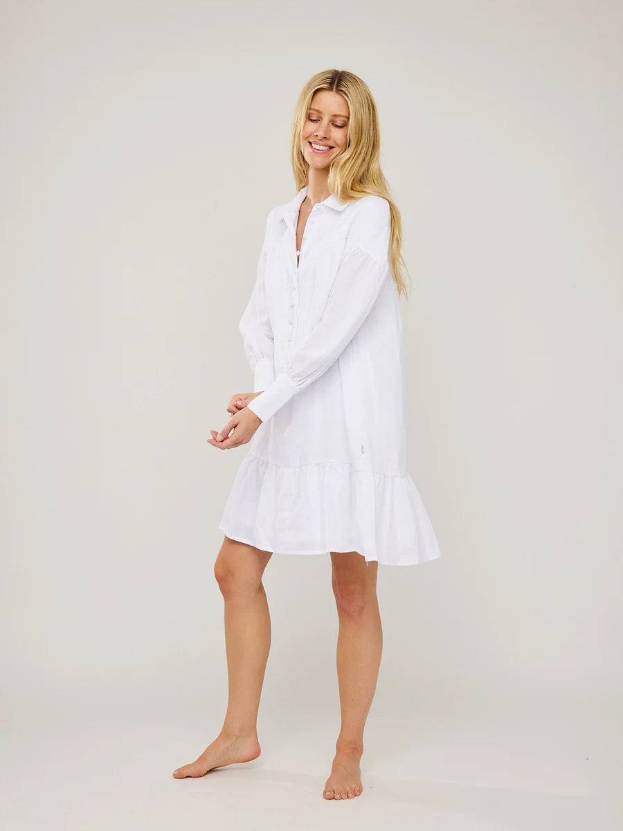 Leanne linen dress -white