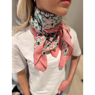 Wool Silk Scarf-light pink paisley