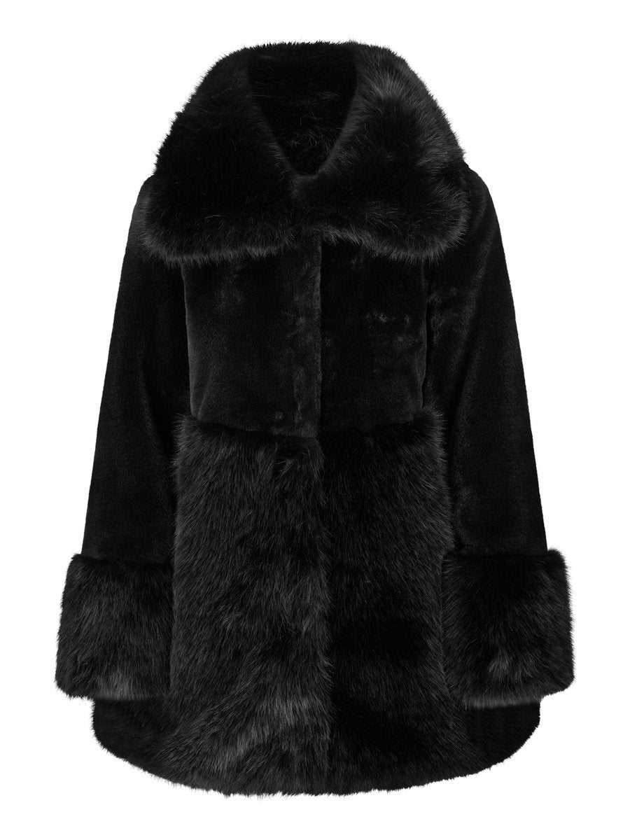 Anna fake fur jacket-black