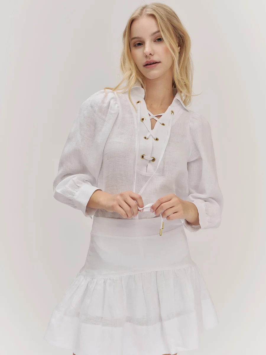 Vivienne linen blouse - white