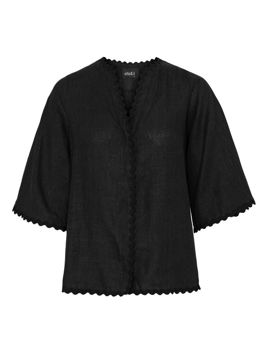 Celia wavy linen shirt - black