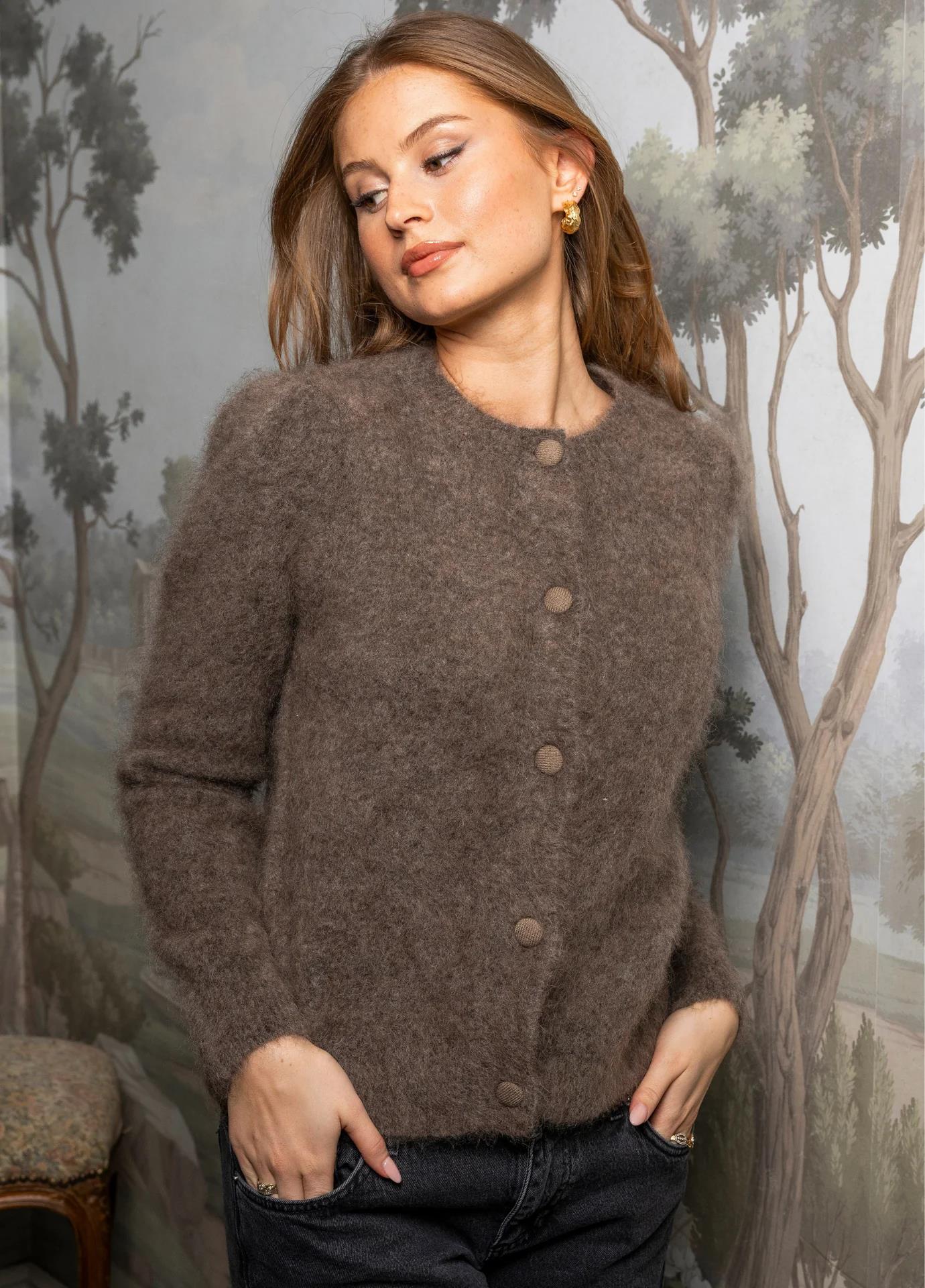 Ulla Mohair Cardigan-Taupe