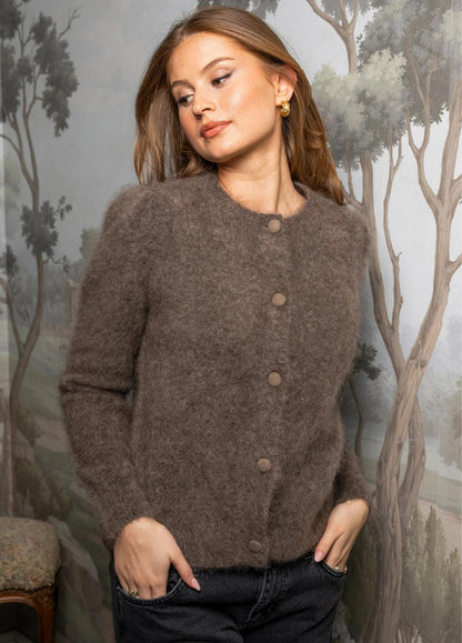 Ulla Mohair Cardigan-Taupe