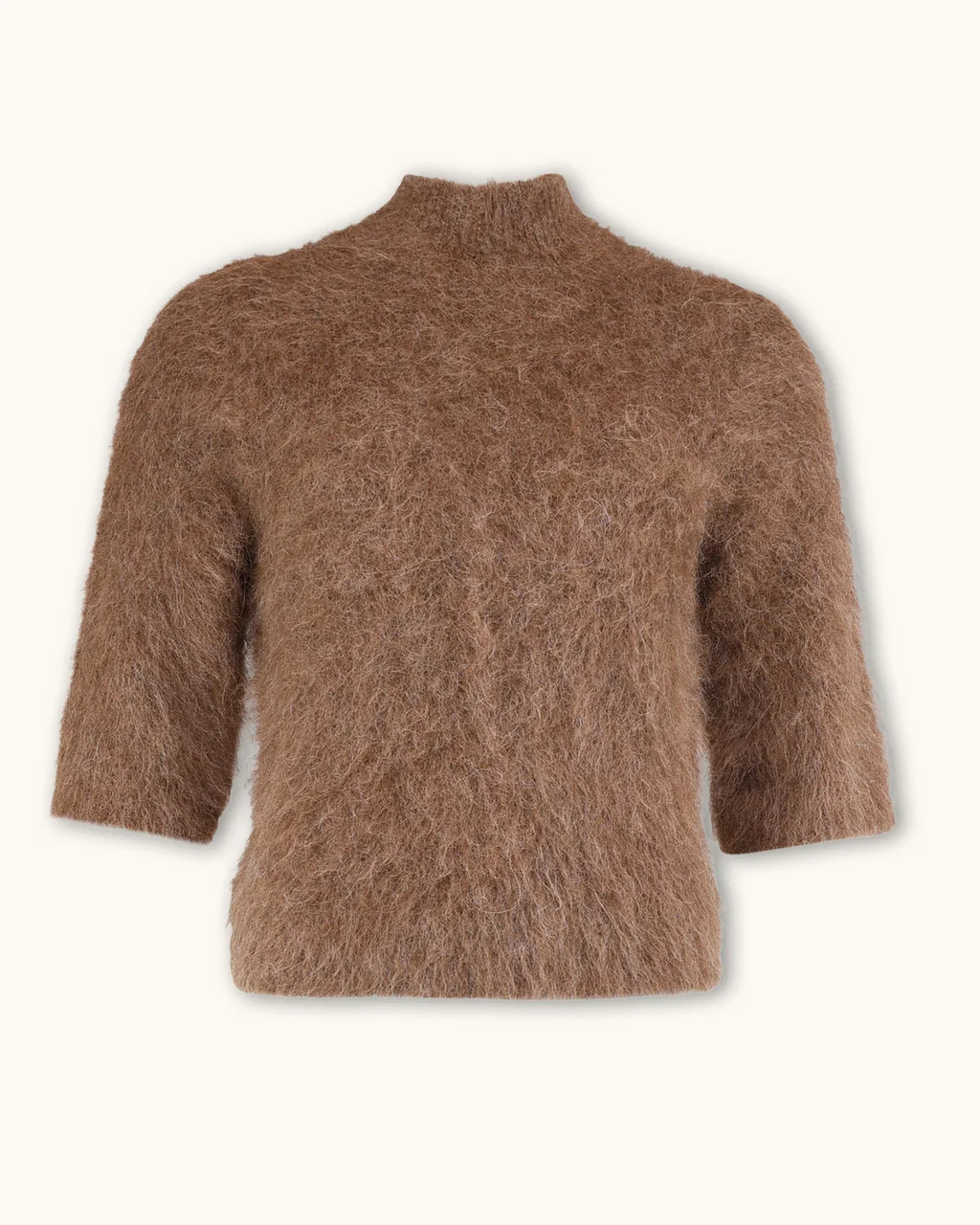 Hairy Knit Turtleneck-brown