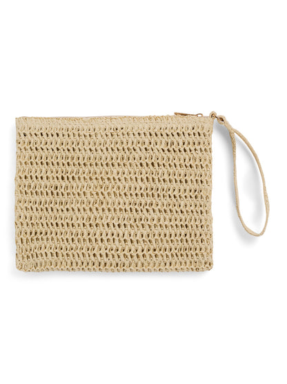 Mim Straw Clutch Beige