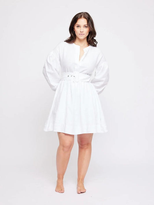 Aino linen dress - white