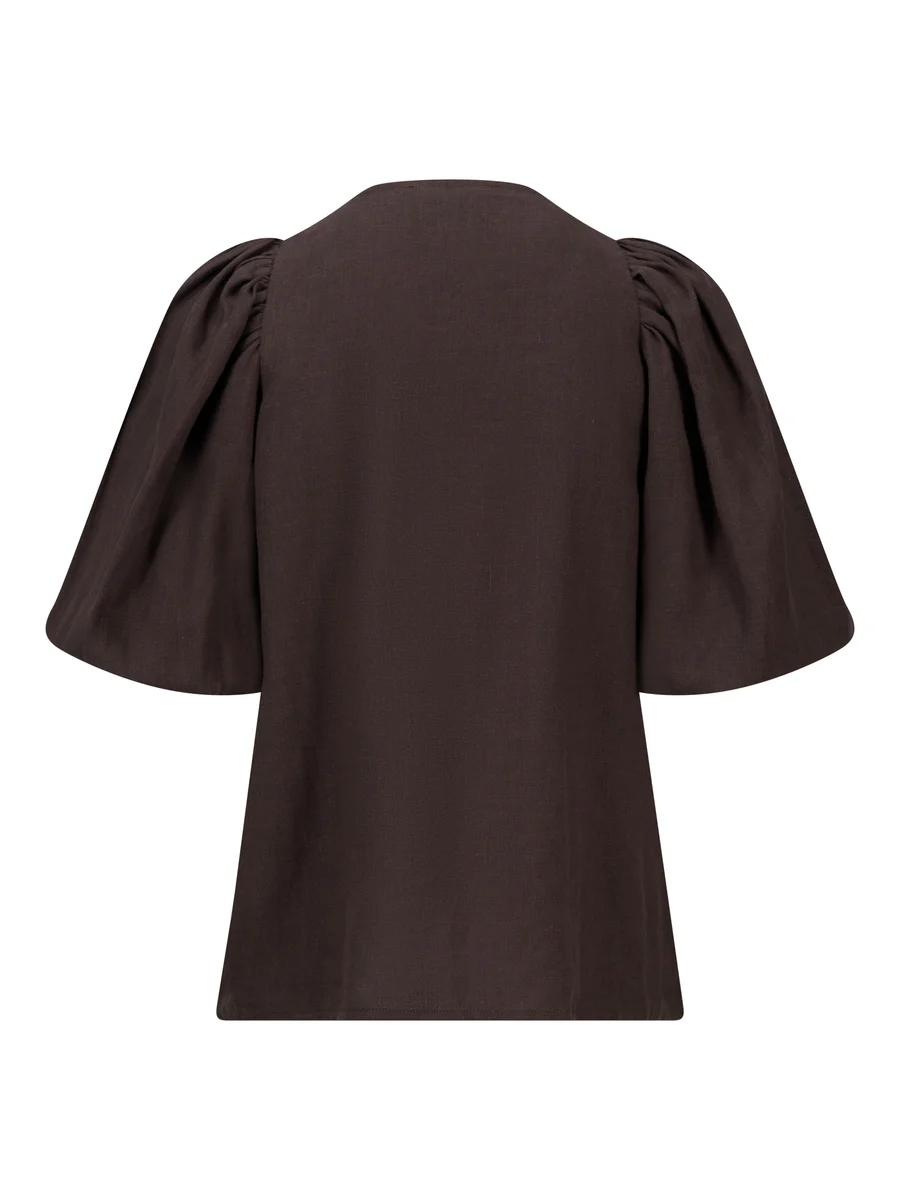 Anna linen top-dark brown