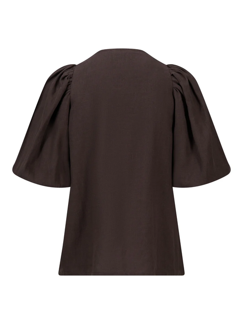 Anna linen top-dark brown