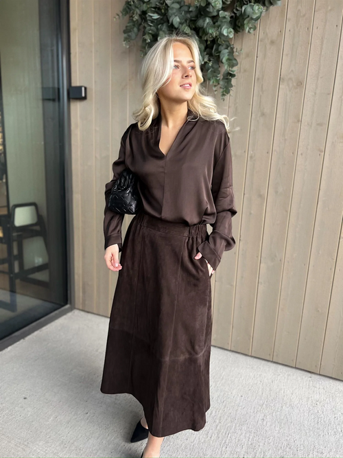 Blouse solid - mokka