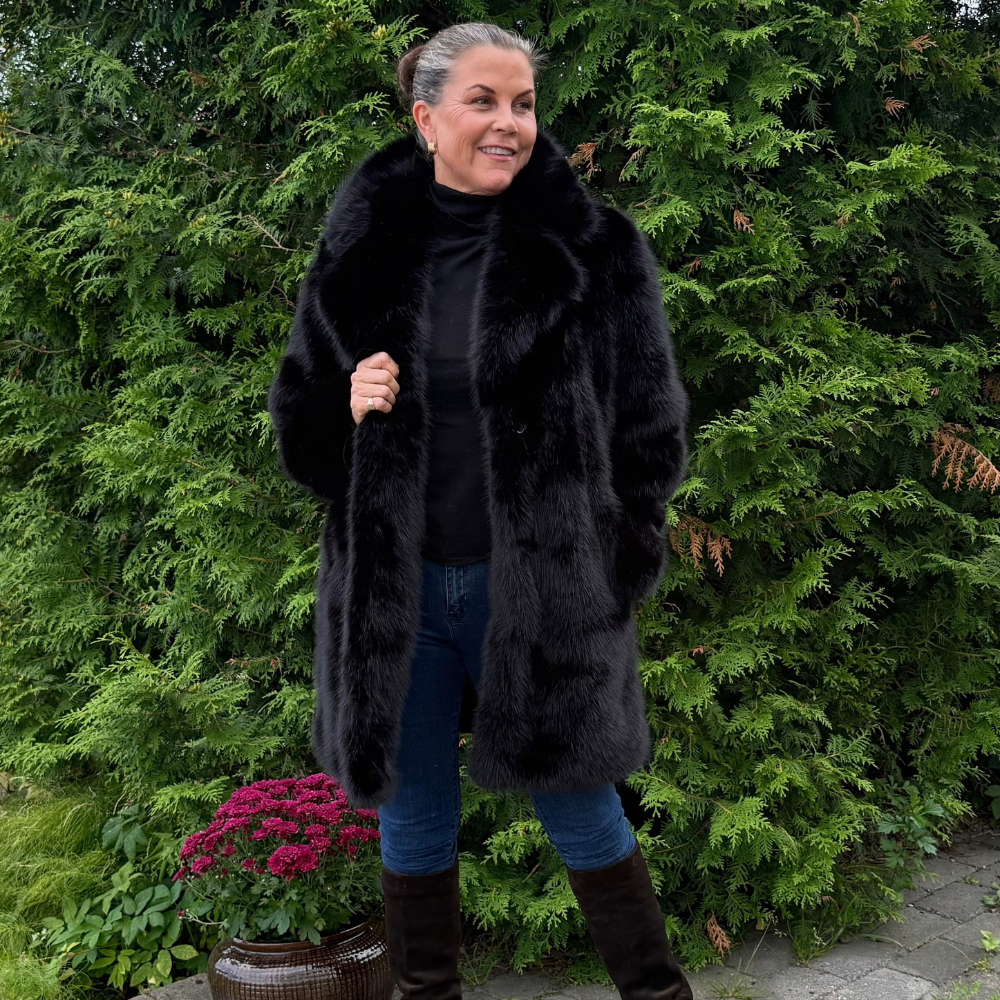 St.Moritz fuskepels jakke - sort