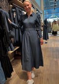 Denim button down dress-095