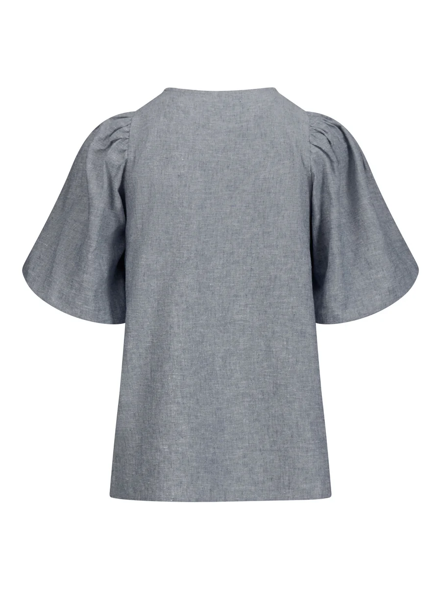 Anna linen top-denim blue