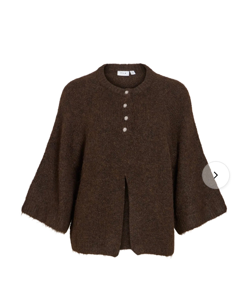Vibows 3/4 knit cadigan - coffee bean