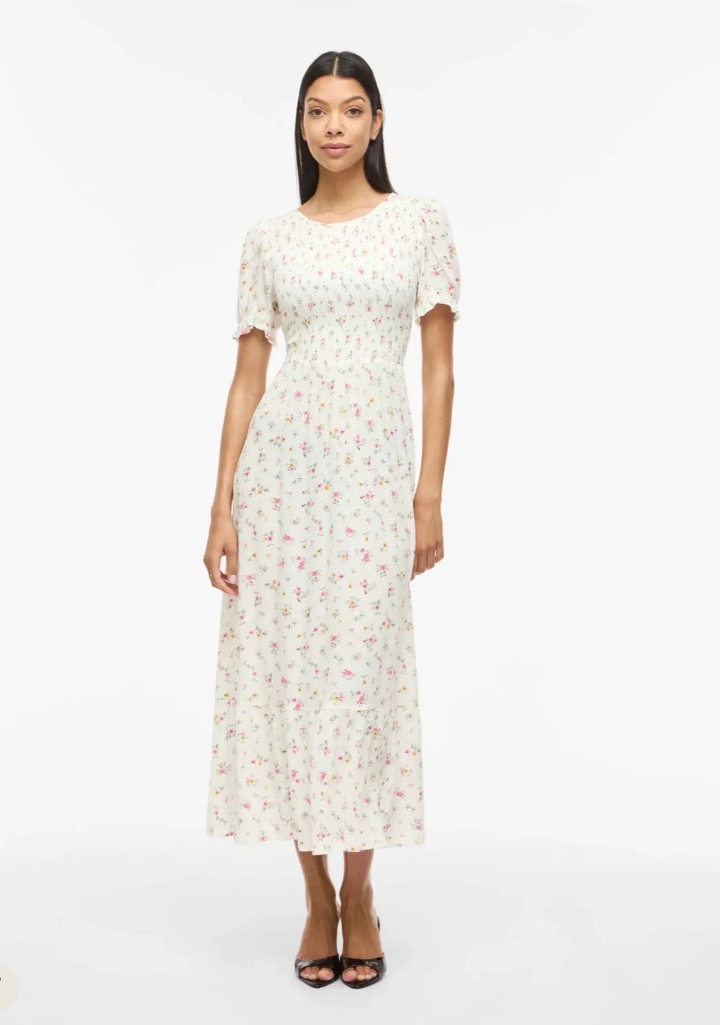 Vigreis neck ankle dress-pink flowers