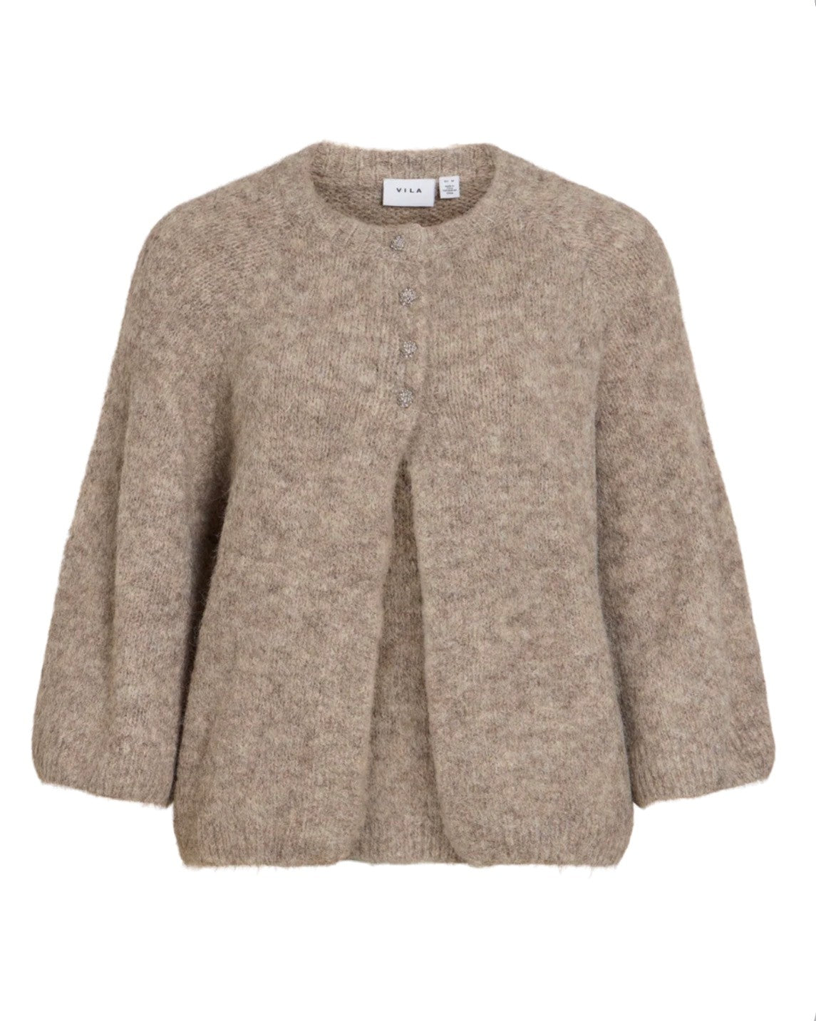 Vibows 3/4 knit cadigan - natural melange