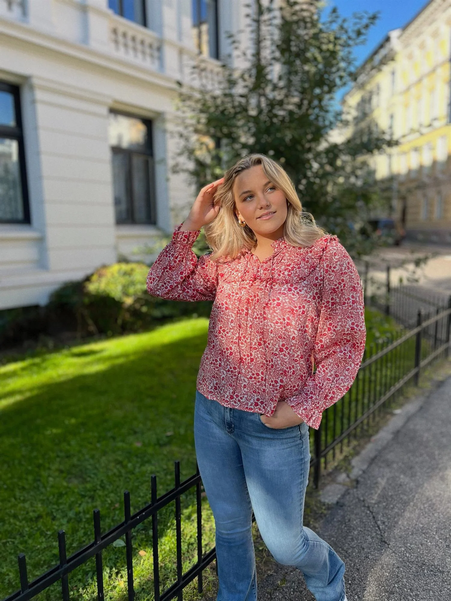 Malina Blouse-red print