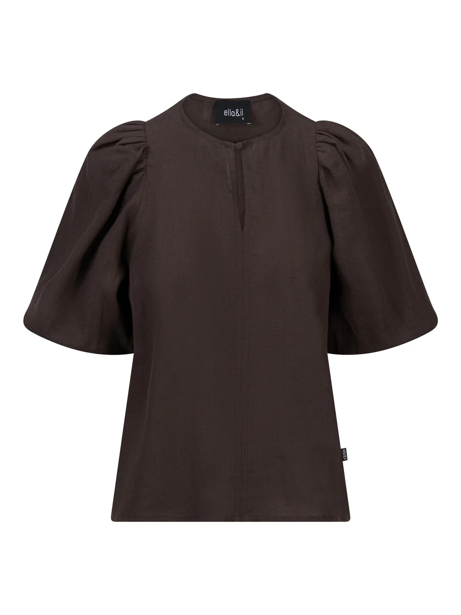 Anna linen top-dark brown