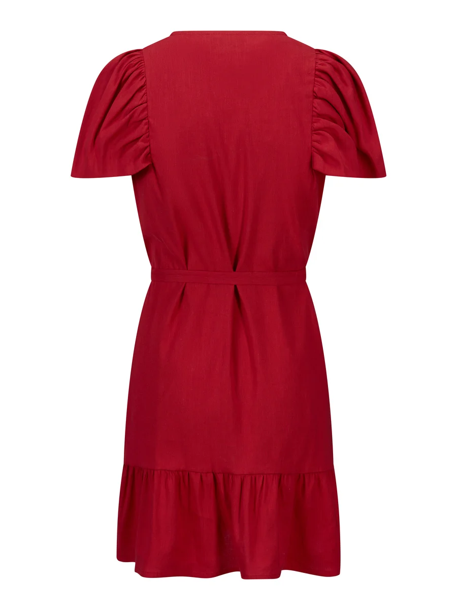 Mabel Linen Dress-red