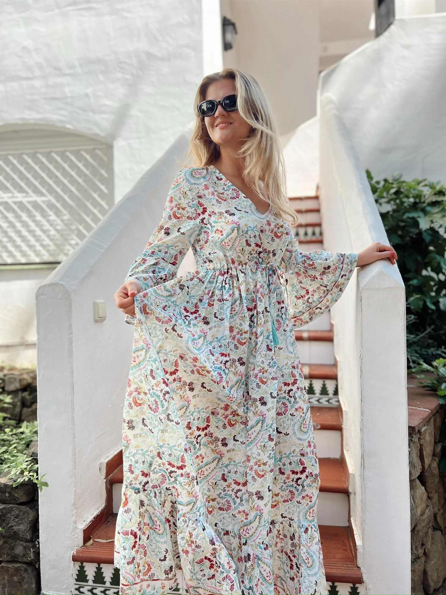 Maria Dress-mint paisley