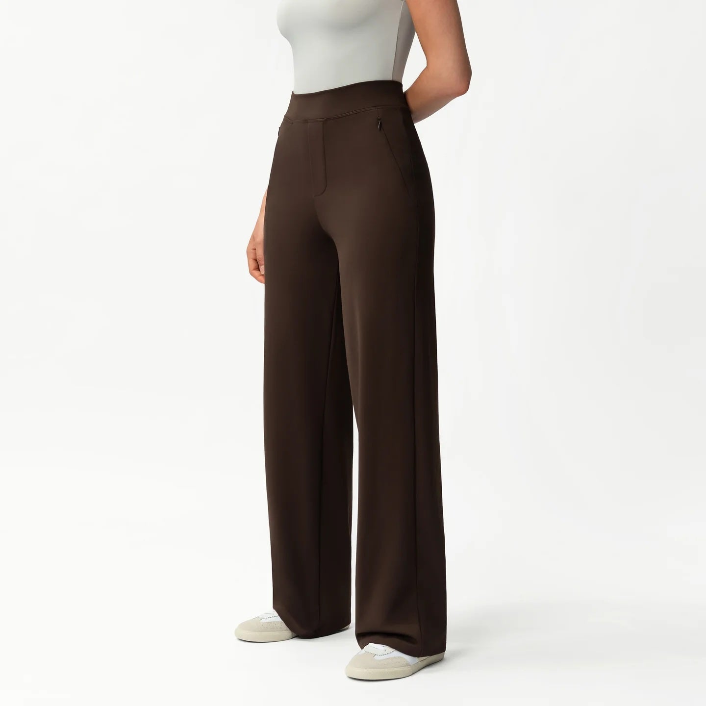Asana Rel.straight pant30"-dk.brown