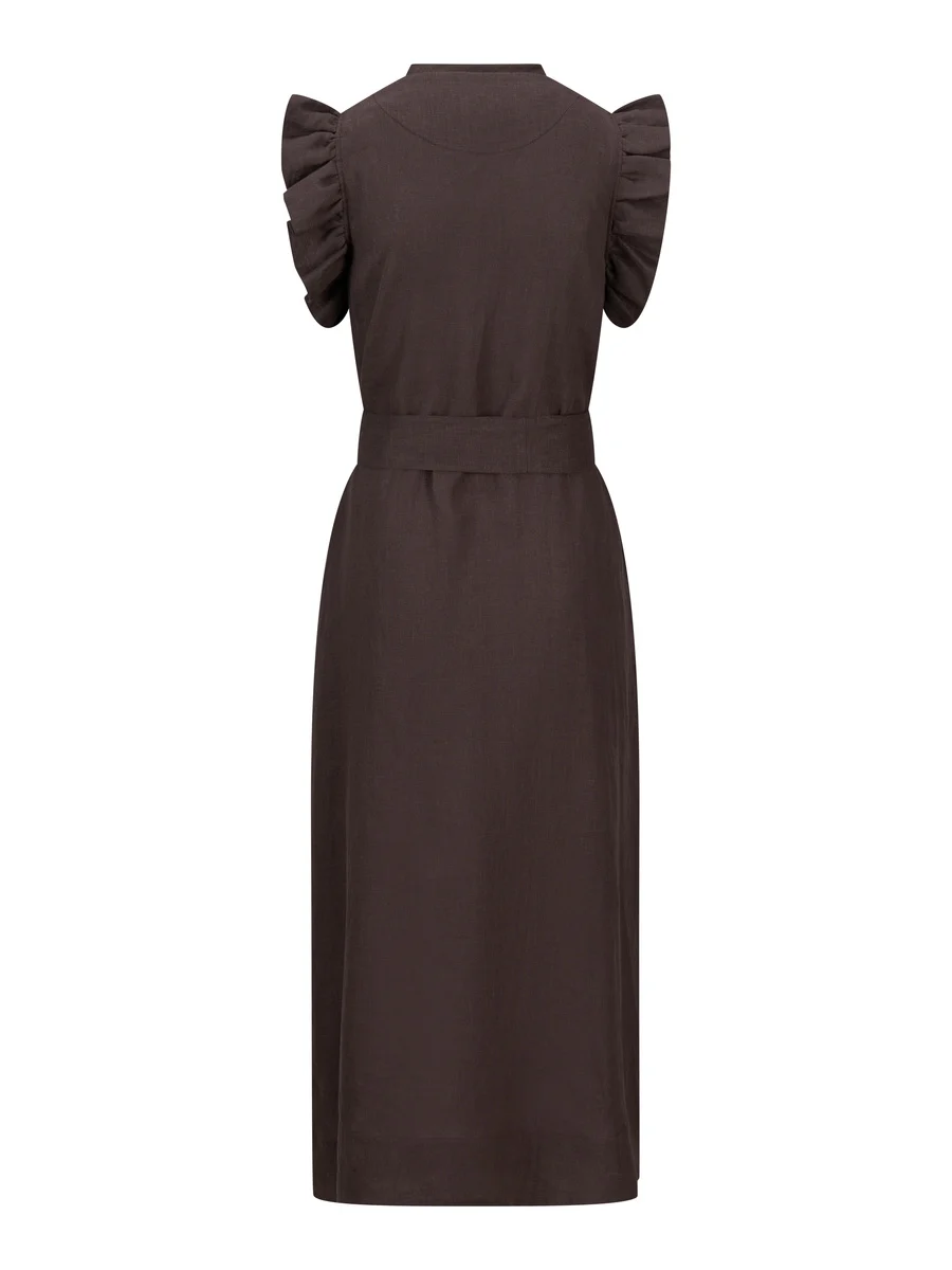 Pam Linen dress-dark brown