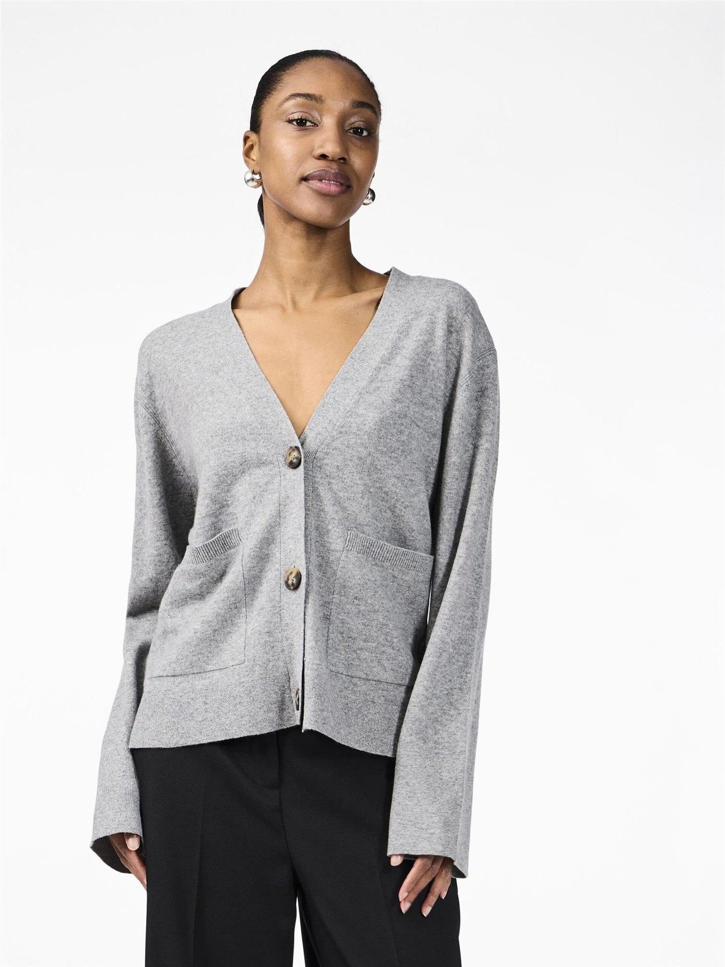 Yasemilie Ls Cardigan Noos-light grey melange