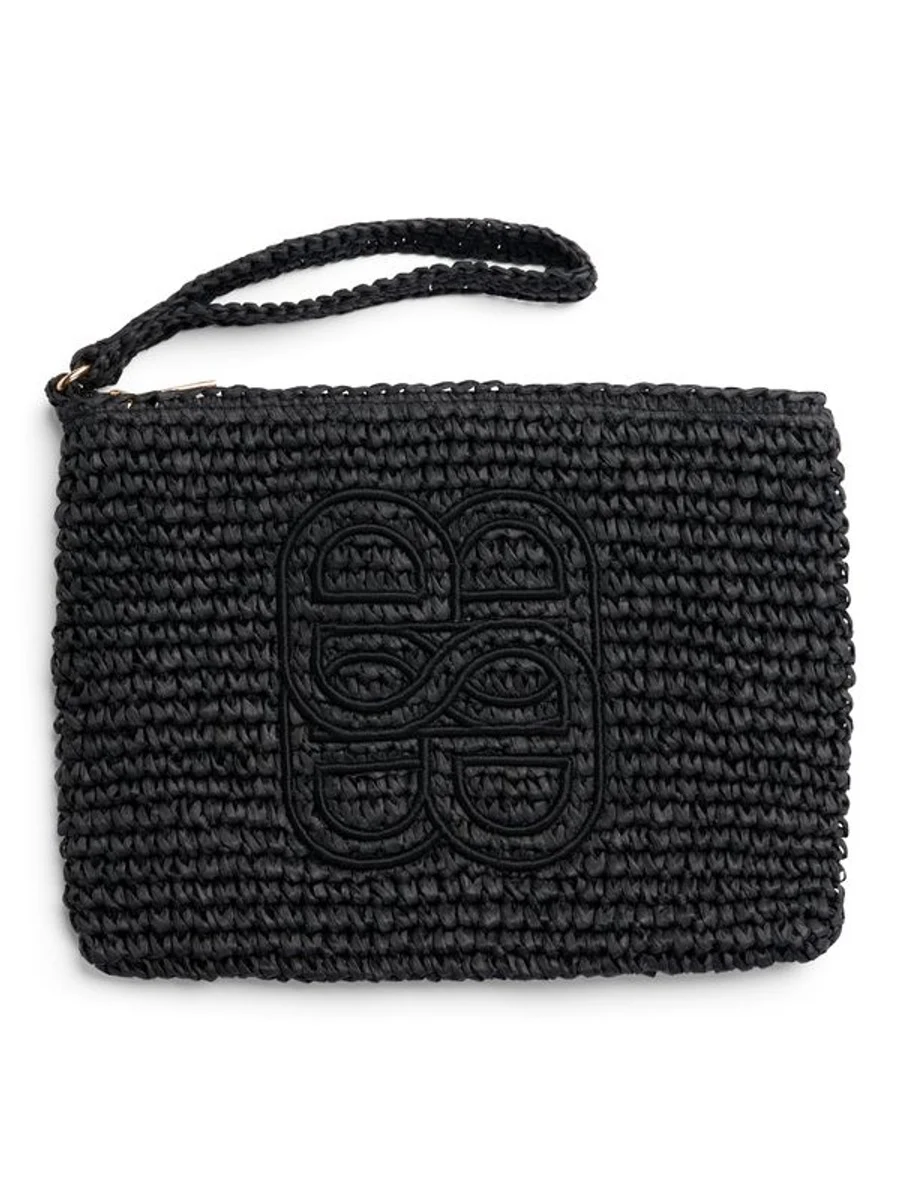 Mim Straw Clutch Black