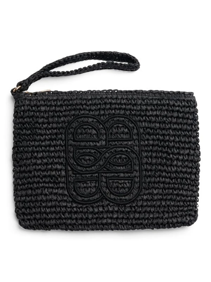 Mim Straw Clutch Black