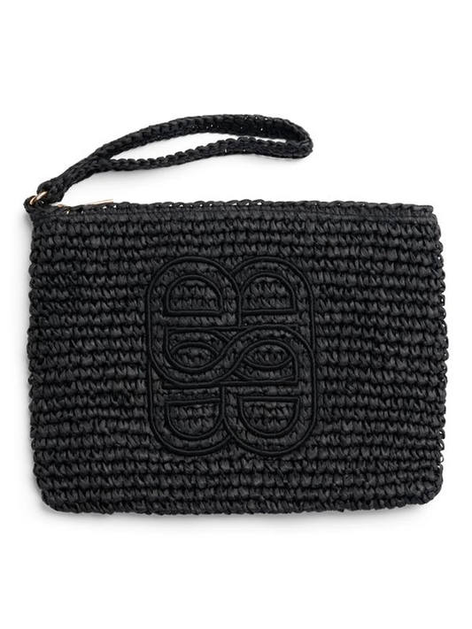 Mim Straw Clutch Black