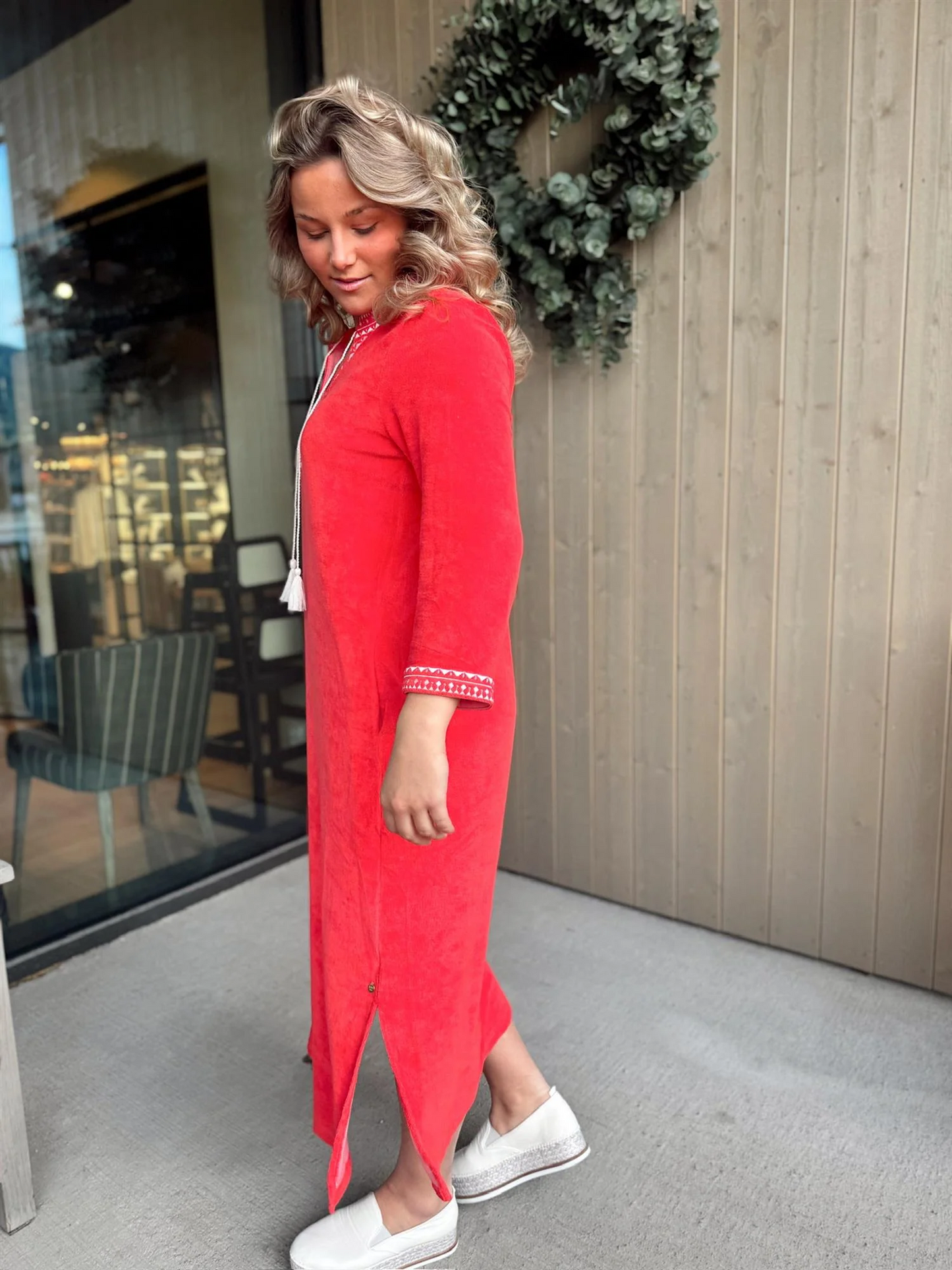 Kaftan Long Dress-coral