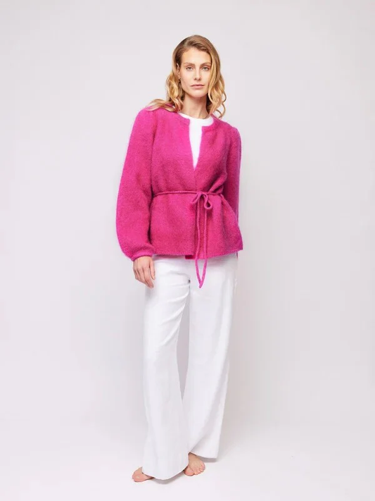 Fredrikke Chunky cardigan-hot pink